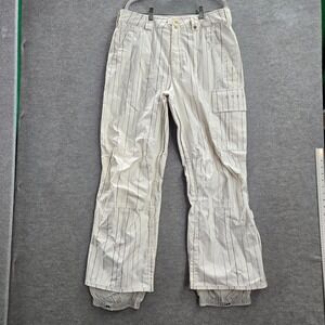 Burton Men Activewear Pants M White Cargo Pocket Striped Snow Polyester